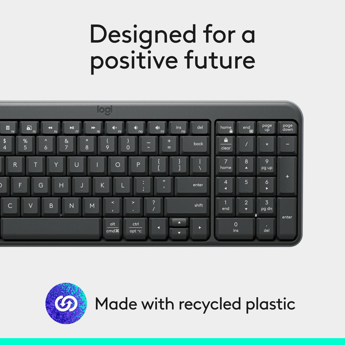 Logitech K250 Bluetooth Keyboard with Numpad, Graphite