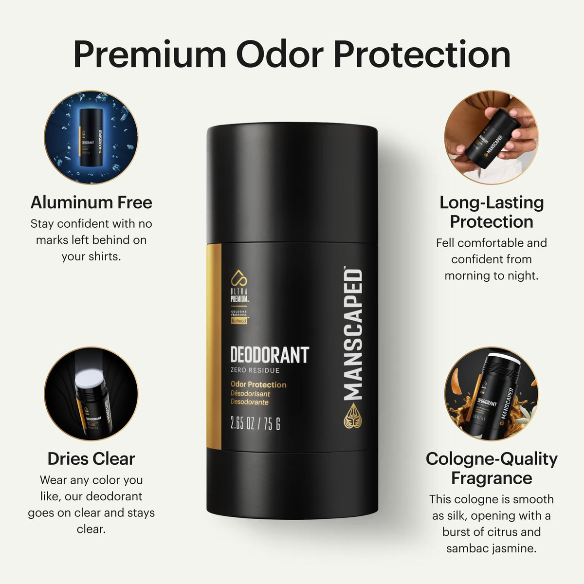 Manscaped UltraPremium Aluminum-Free Deodorant, 2.65 oz Stick