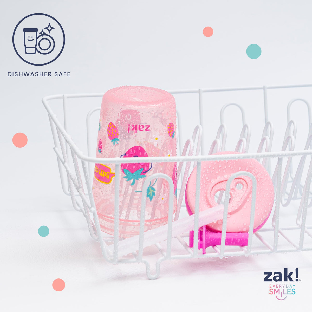 Zak Designs Toddler Straw Cups, 15 oz, Berry & Lemon Zest, 2-Pack