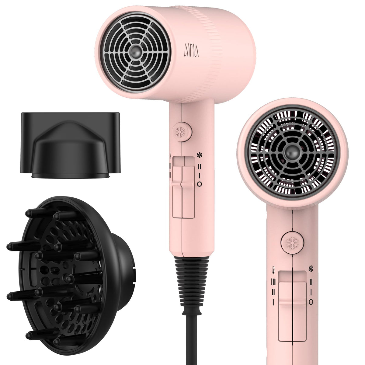 AINA Diffuser Hair Dryer, 1600 W, Babe Pink