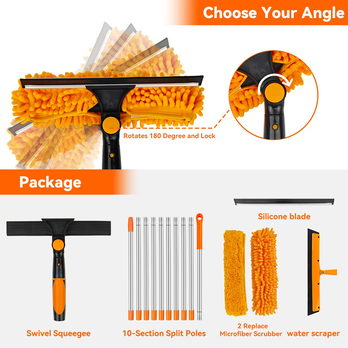 Double-Sided Window Squeegee Cleaning Kit, 2-in-1