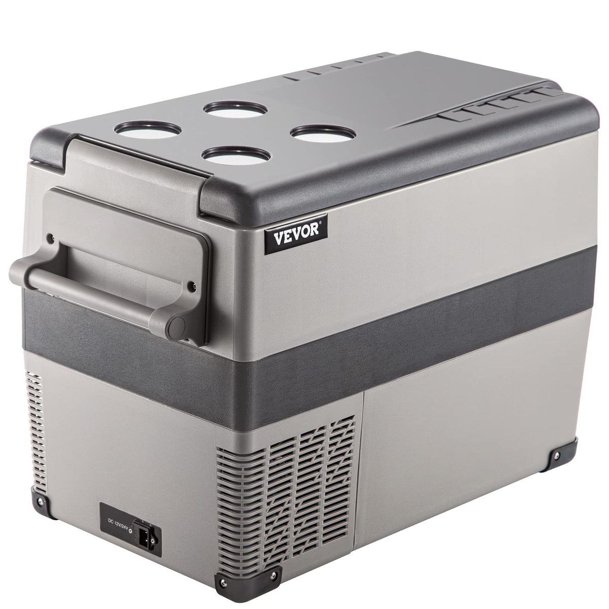 VEVOR 45L Portable Car Refrigerator, 48 Quart, 12/24V DC, Grey