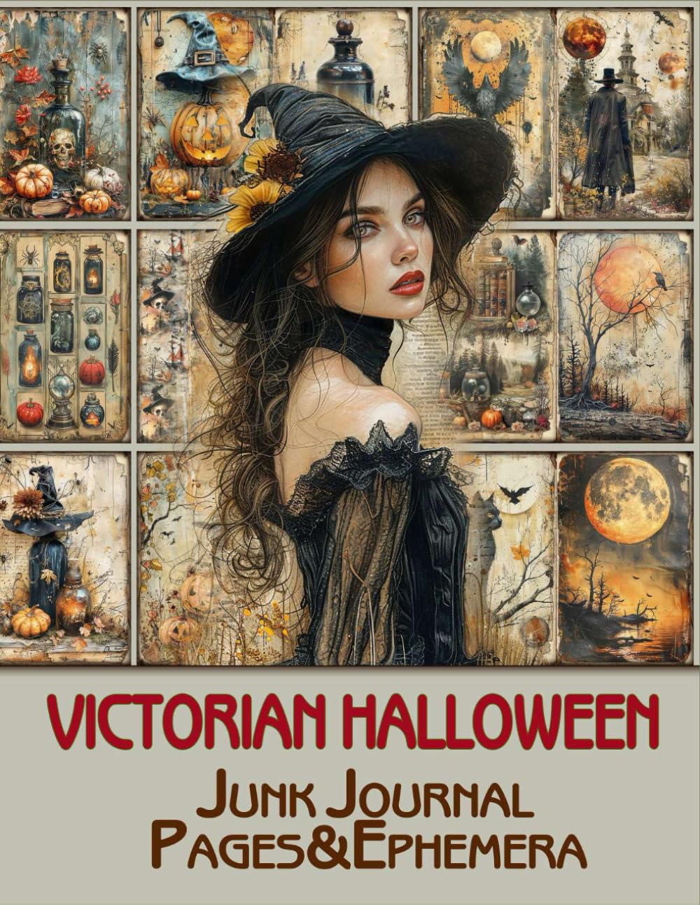 Victorian Halloween Junk Journal Pages & Ephemera Book