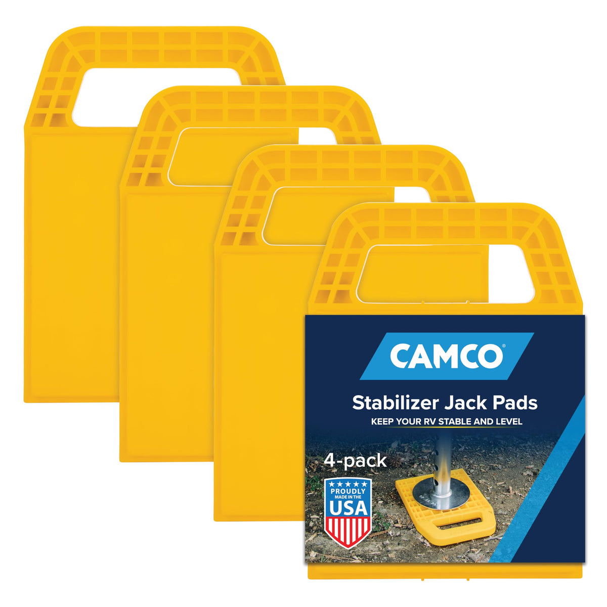 Camco RV Stabilizing Jack Pads (44595), 6.5 Inch x 6.5 Inch, 4 Pack