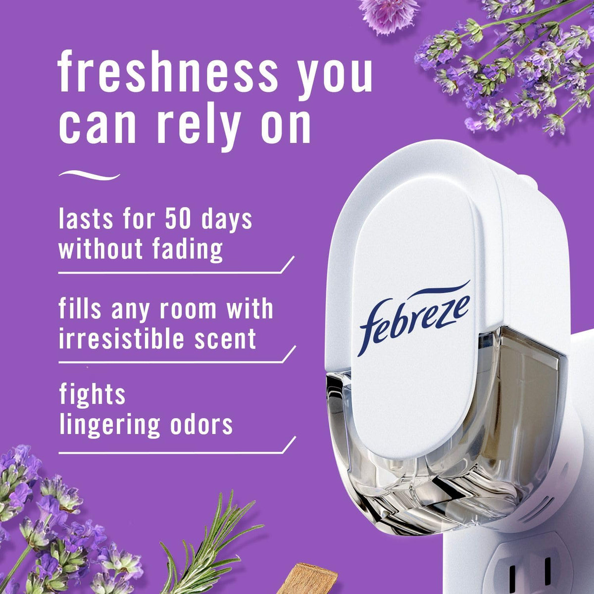 Febreze Plug In Scented Oil Refills, Lavender and April Fresh, 4 Pack