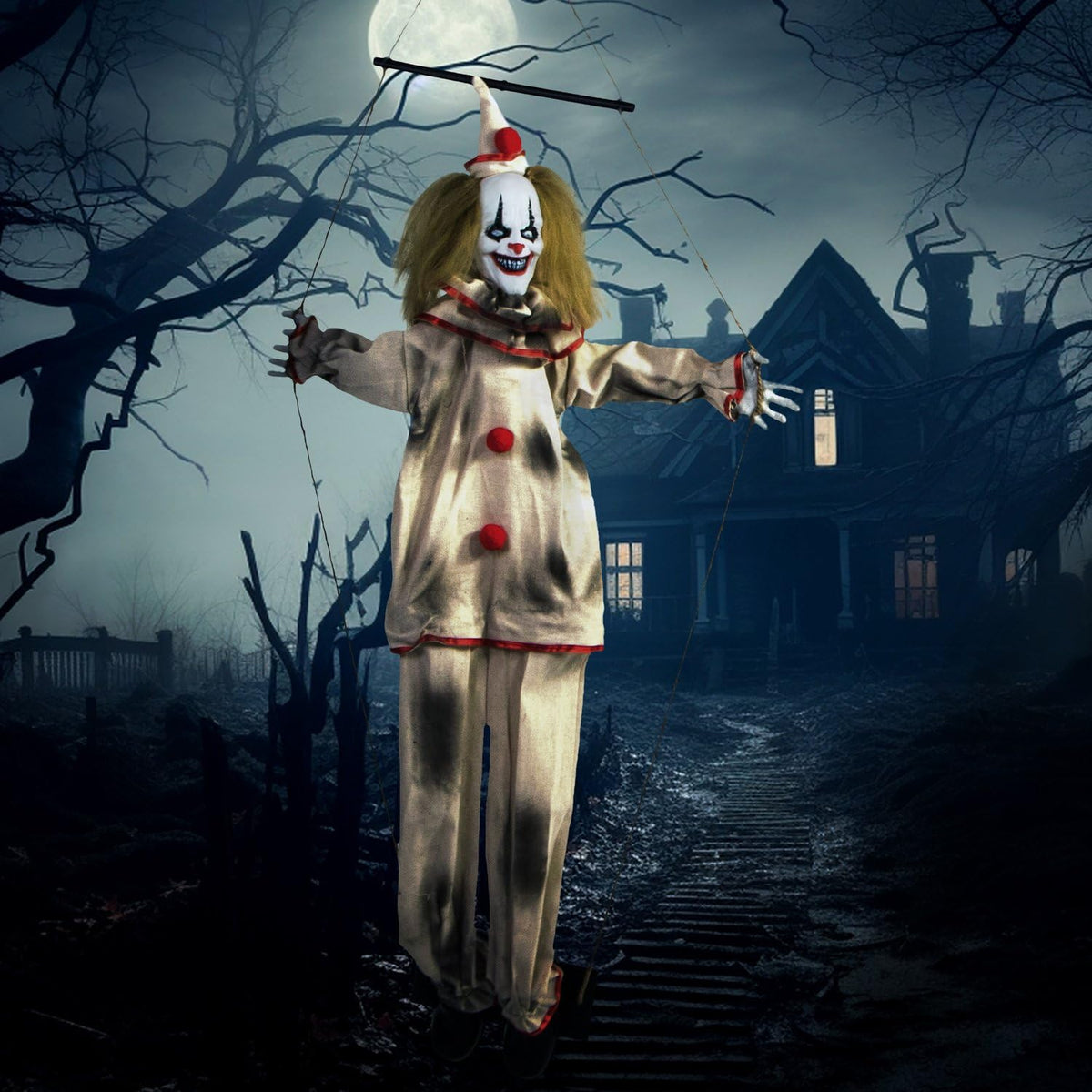 Haunted Hill Farm Smalls Animated Swinging Clown, 55 In