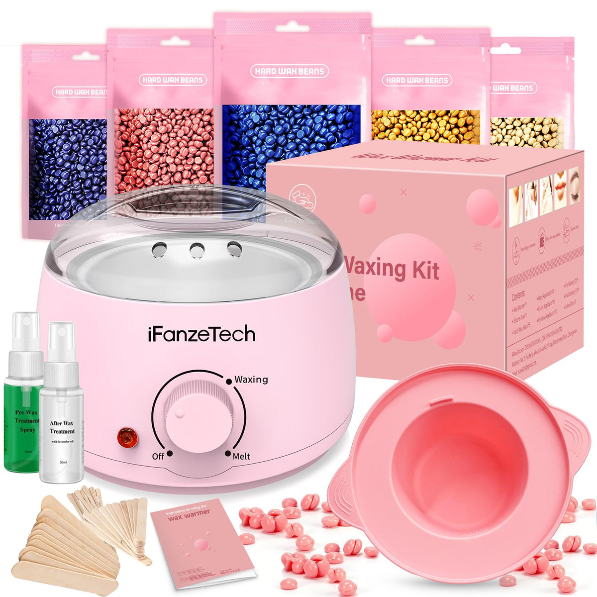 Wax Kit with Wax Warmer, 5 Packs Hard Wax Beads and Wax Pot