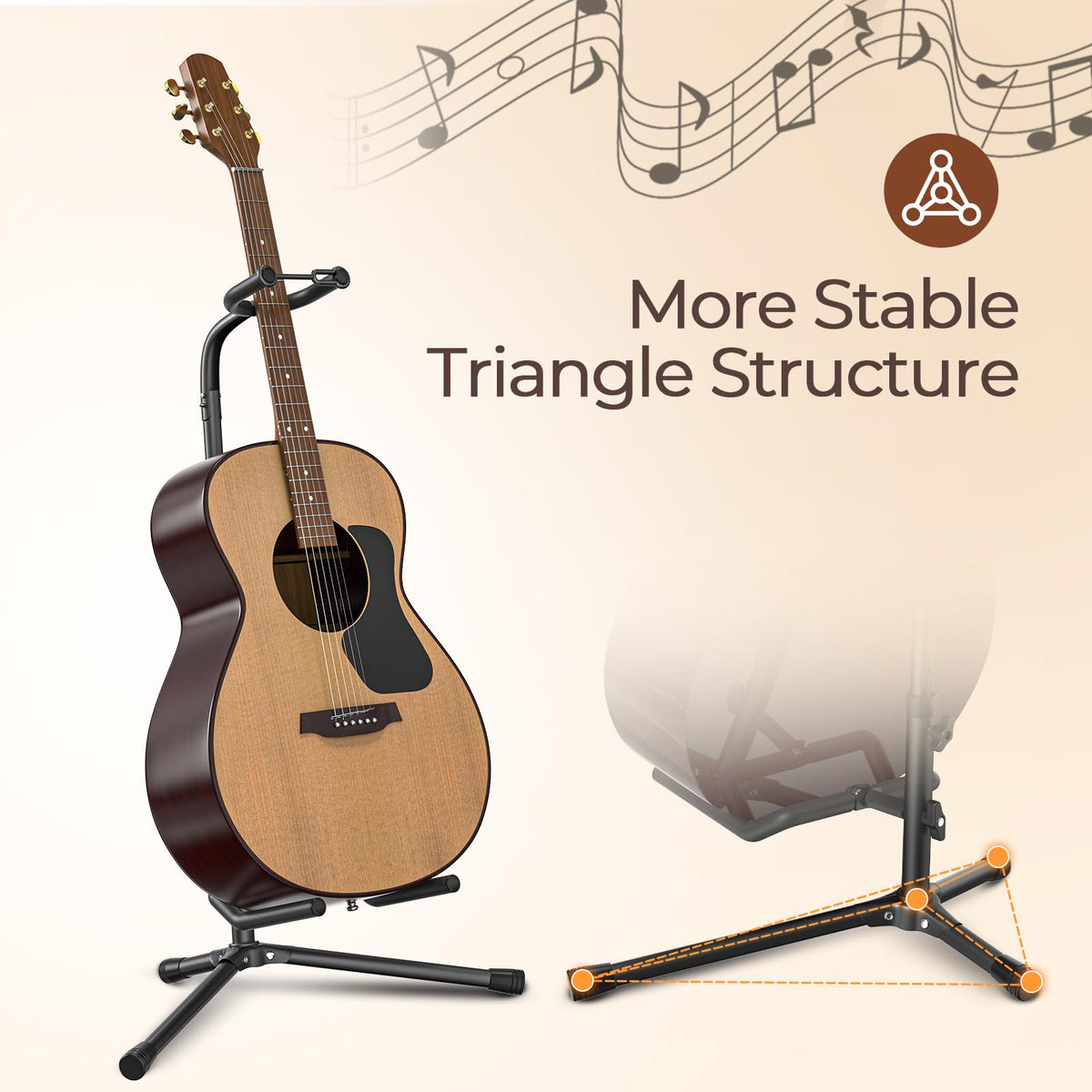GLEAM CG-4 Folding Adjustable Guitar Stand, Black