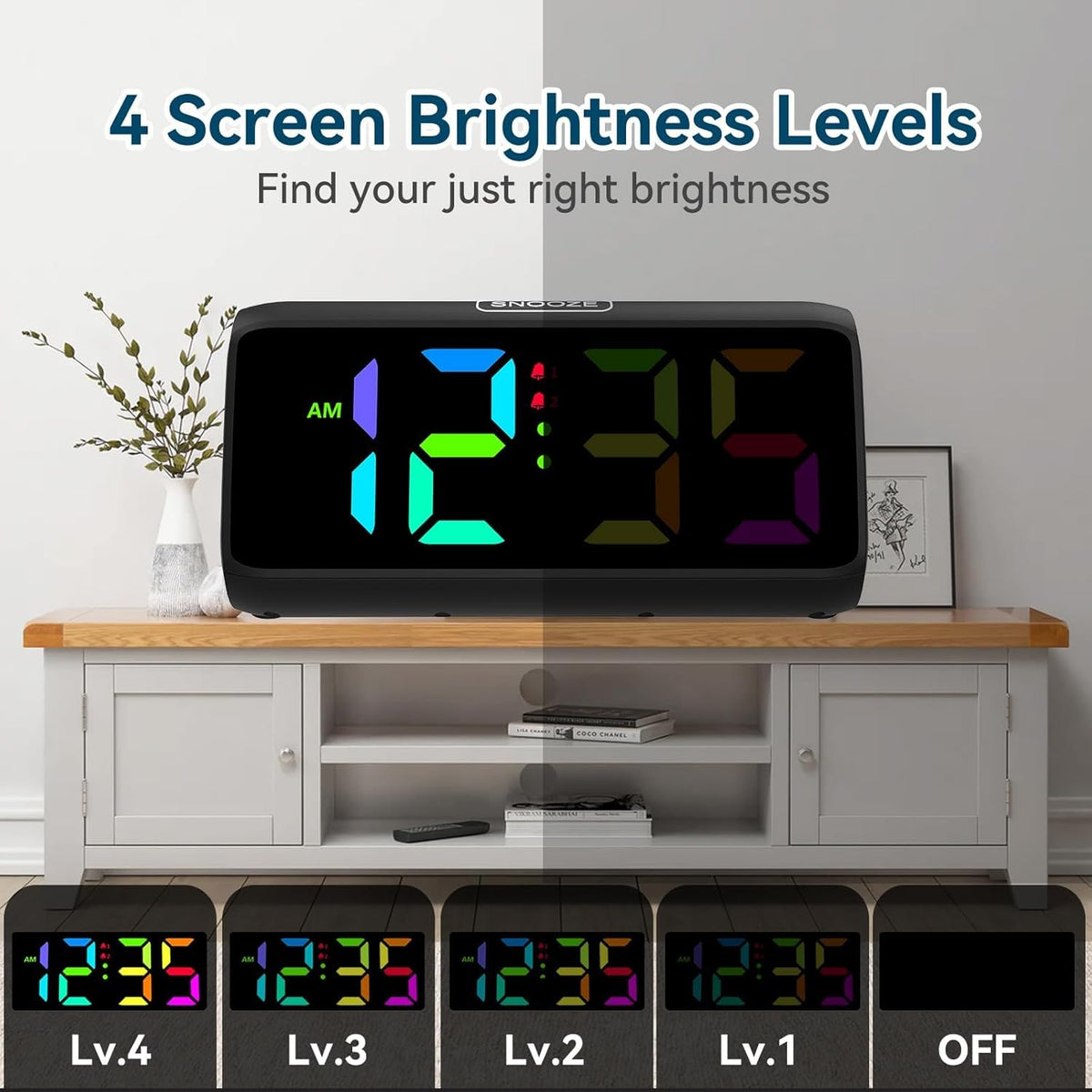 Netzu RGB Digital Alarm Clock, Black