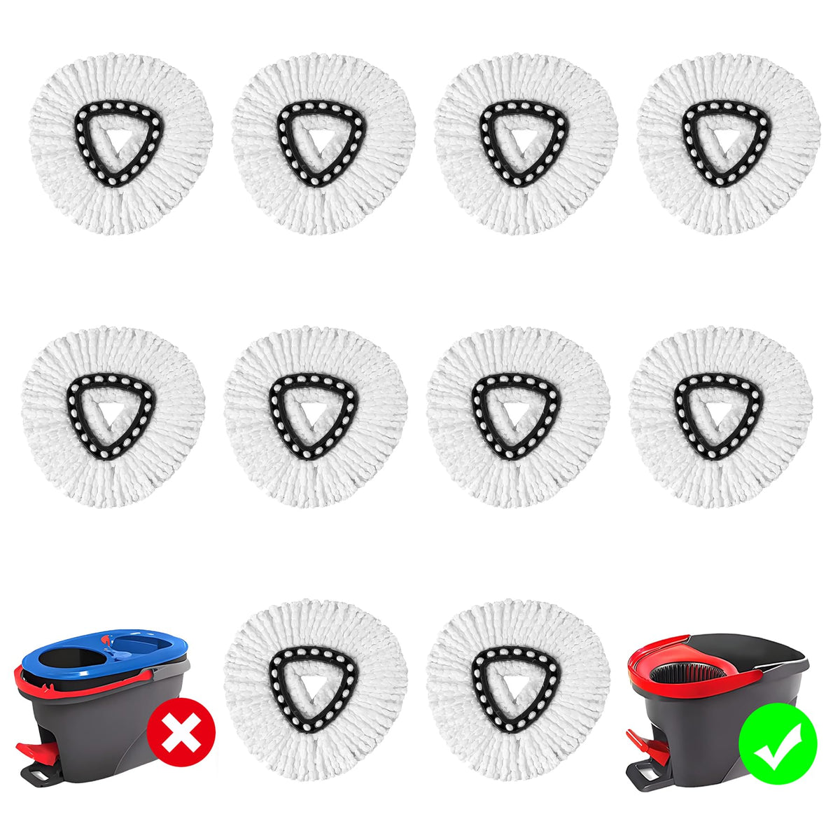 Bibikulala Spin Mop Head Refill for Vileda, 10 Pack