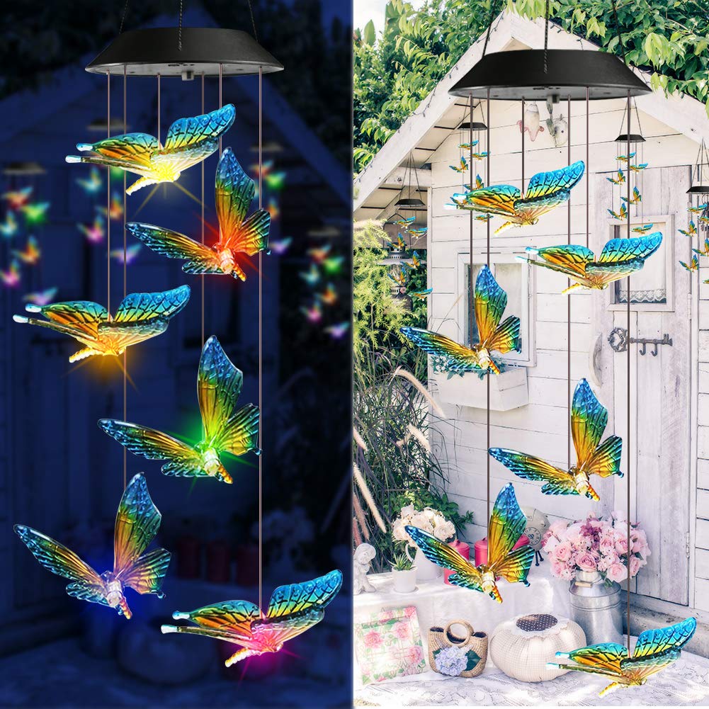 Toodour Colour Changing Solar Butterfly Wind Chimes