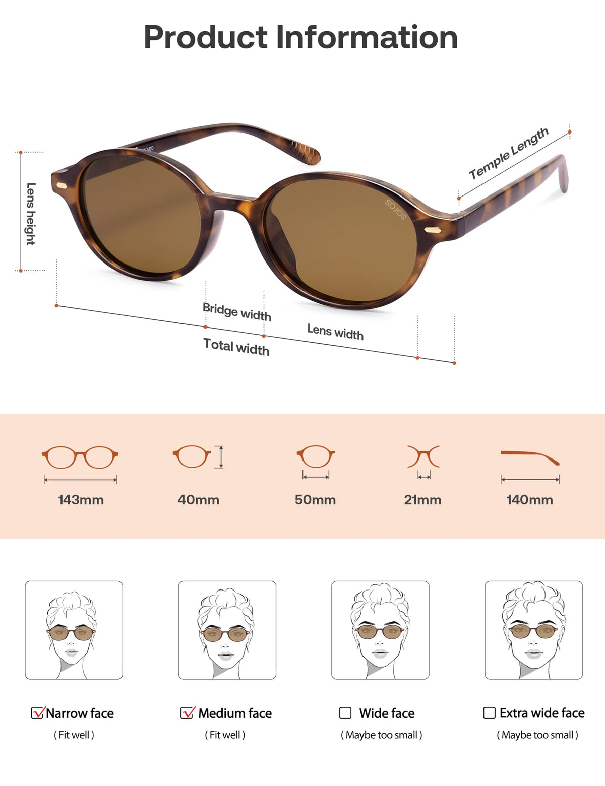 SOJOS Retro Oval Polarized Sunglasses for Women and Men, SJ2611