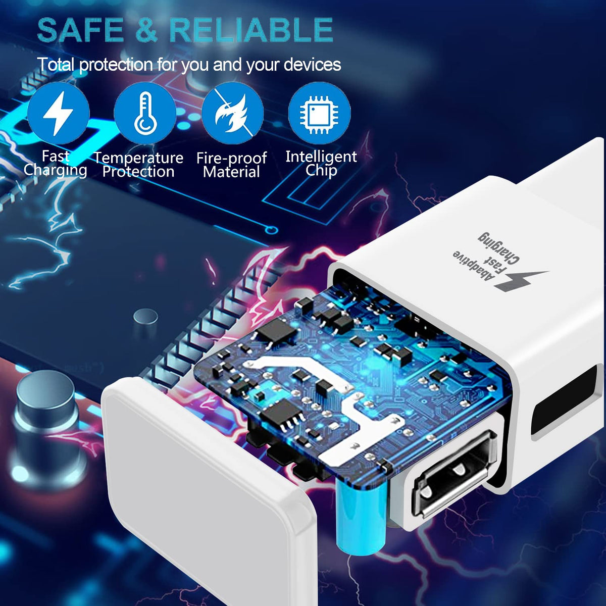 Powersky Fast Charger for Samsung with USB Type C Cable, 2 Pack