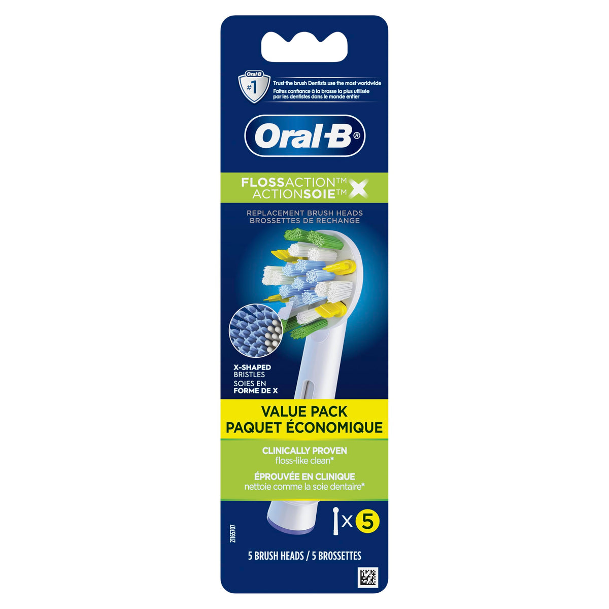 Oral-B FlossAction XFilaments Replacement Brush Heads, White, 5 Count