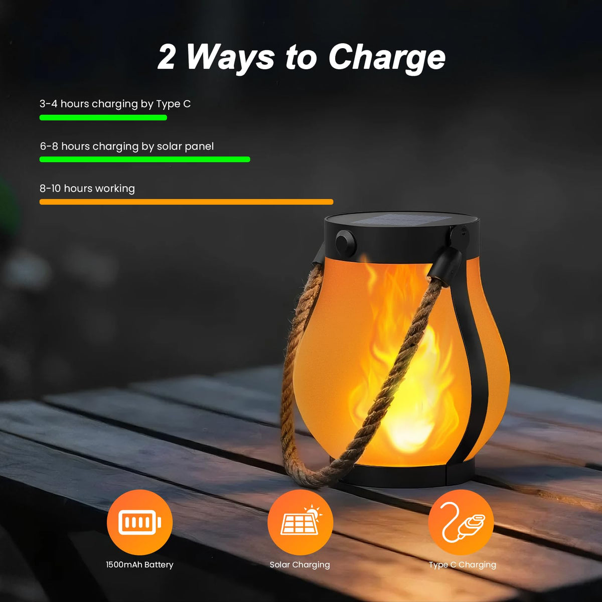 Hompavo Gen2 Solar Flame Lanterns (2 Pack)