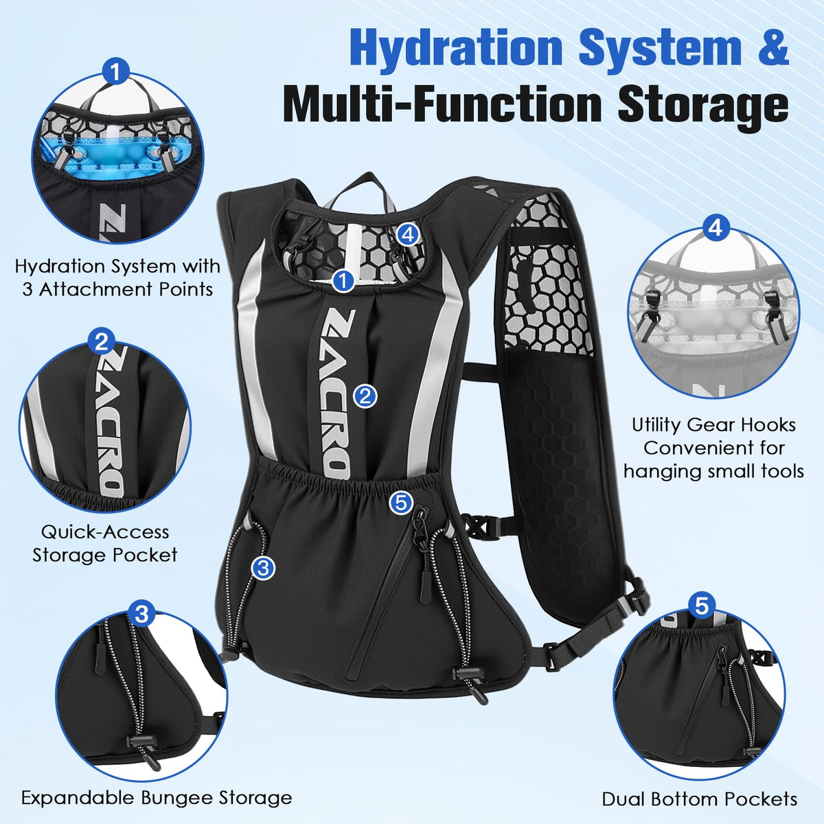Zacro Running Hydration Vest with 2L Water Bladder