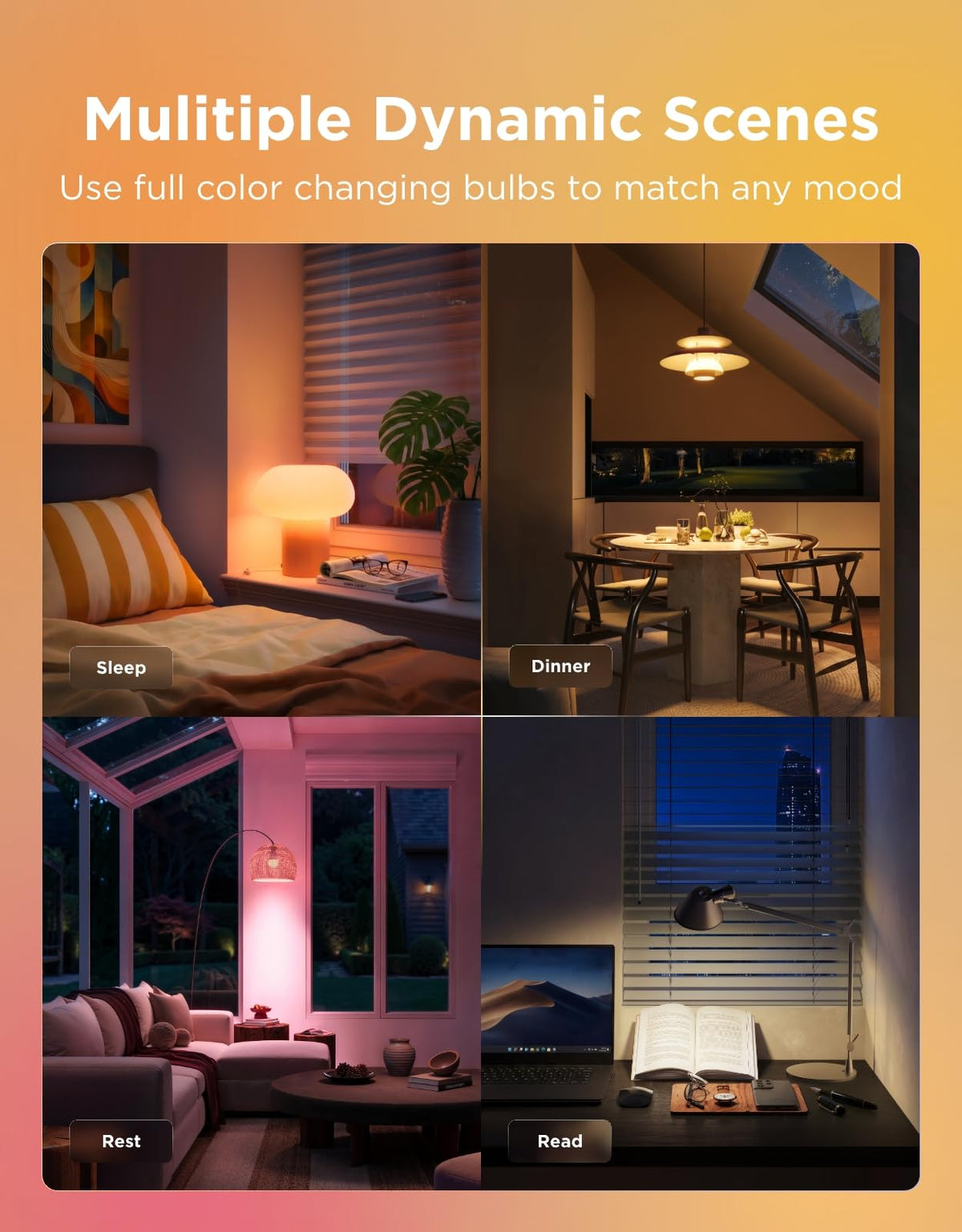 Govee Smart WiFi & Bluetooth Colour Changing Light Bulbs (2 Pack)