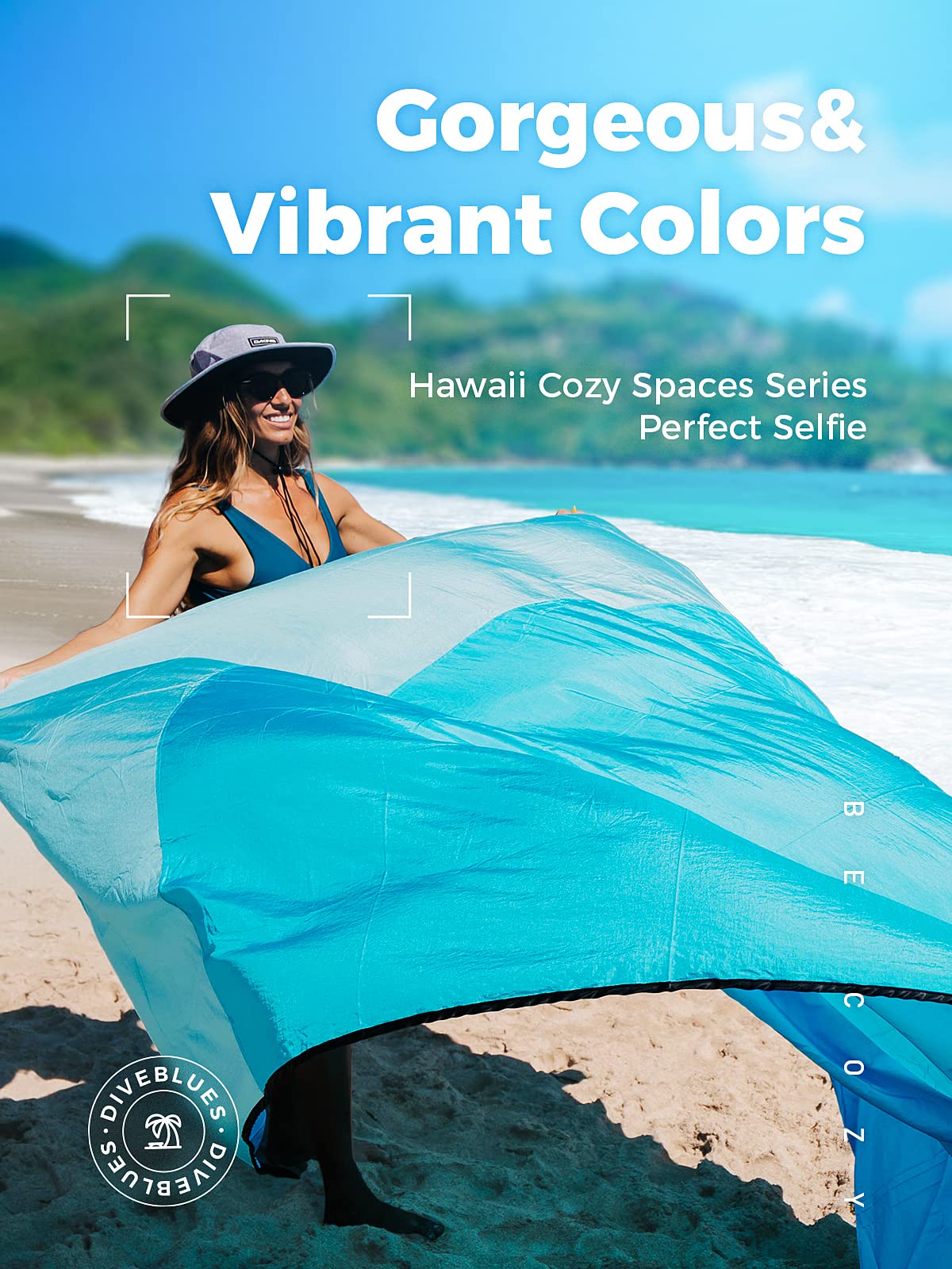 OCOOPA Sand-Free Beach Blanket, 86 x 82 in, Ocean Blue