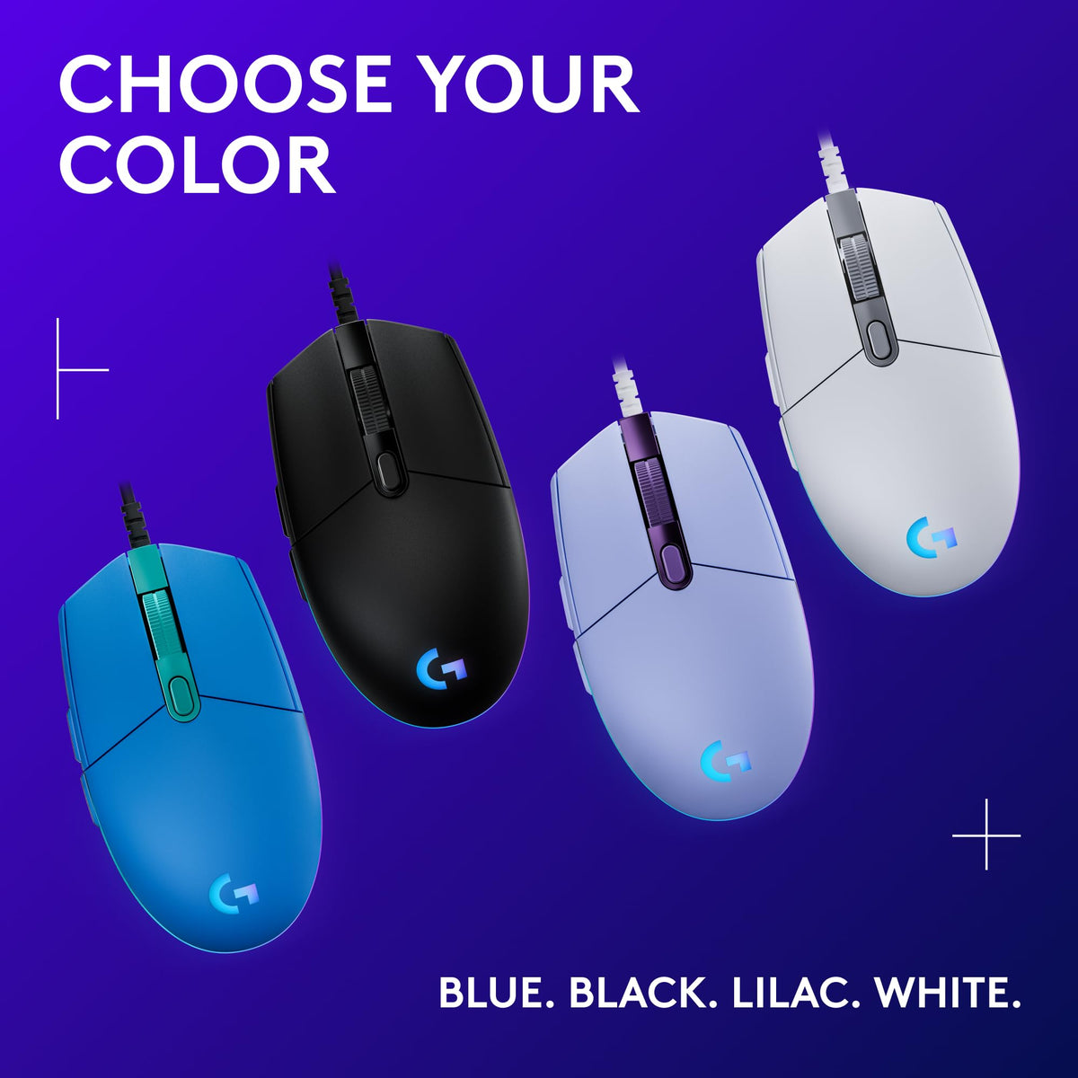 Logitech G203 Wired Gaming Mouse, White
