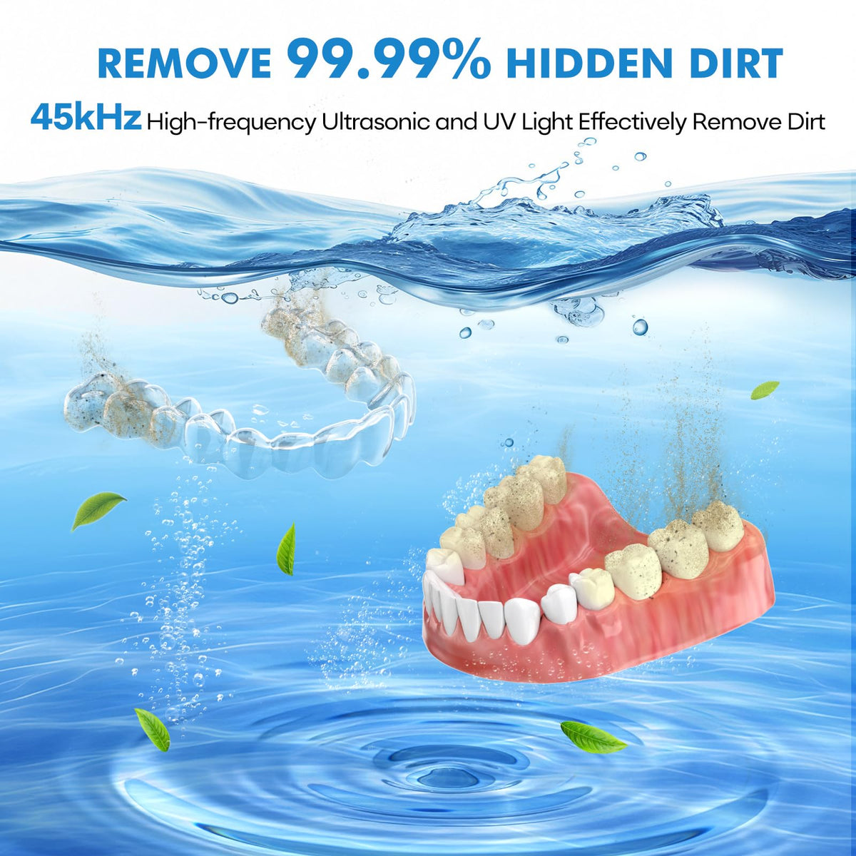 Ultrasonic Retainer Cleaner Machine, 45 kHz, 200 mL, Black