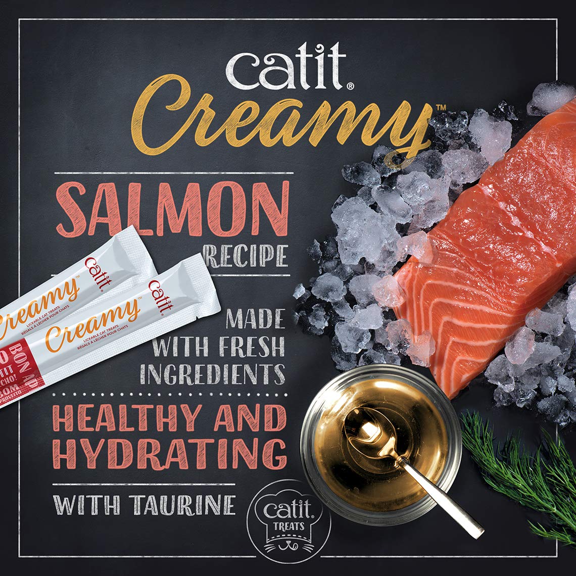 Catit Creamy Lickable Cat Treats, Salmon, 50 Tubes