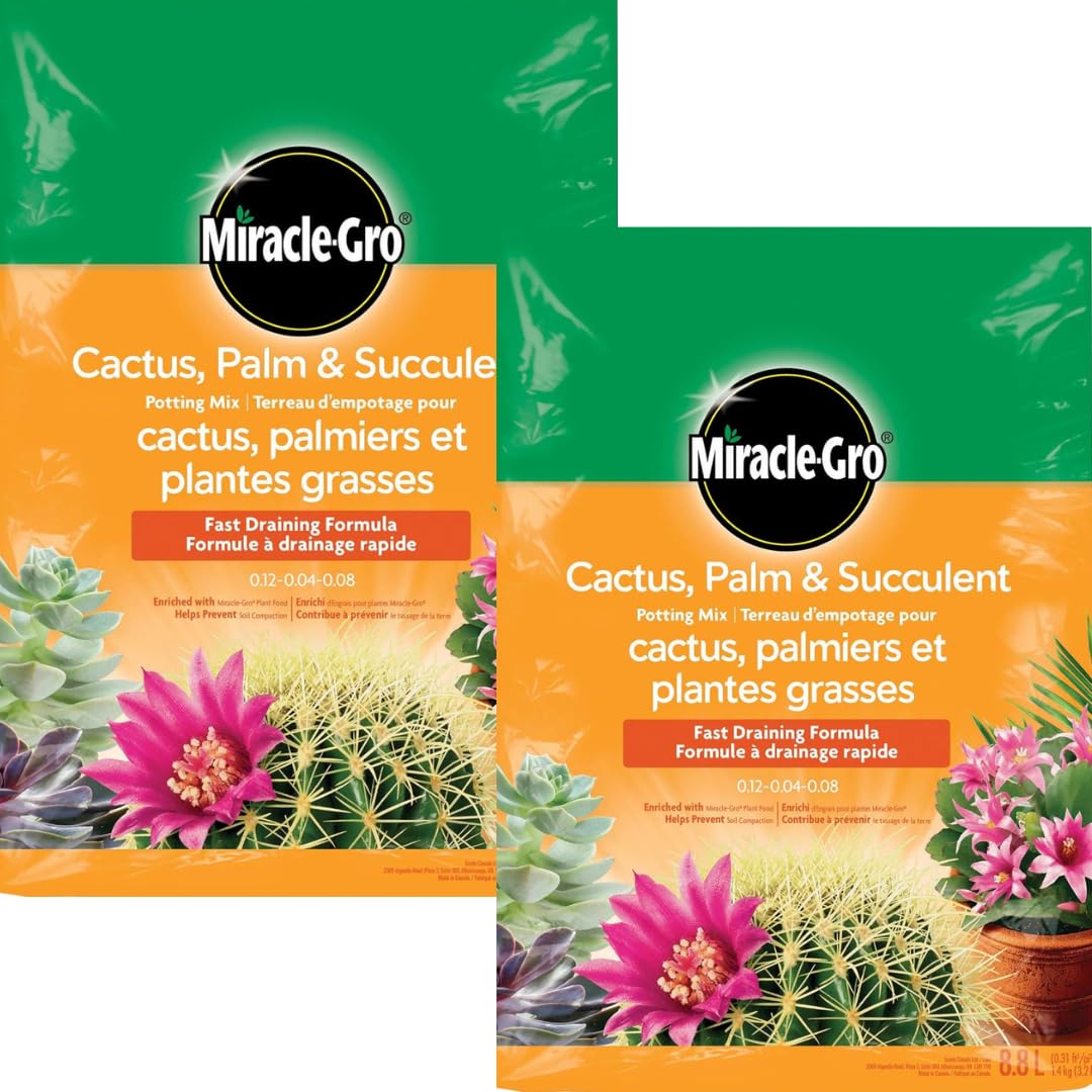 Miracle-Gro Cactus, Palm and Succulent Mix, 8.8 L, 2 Pack