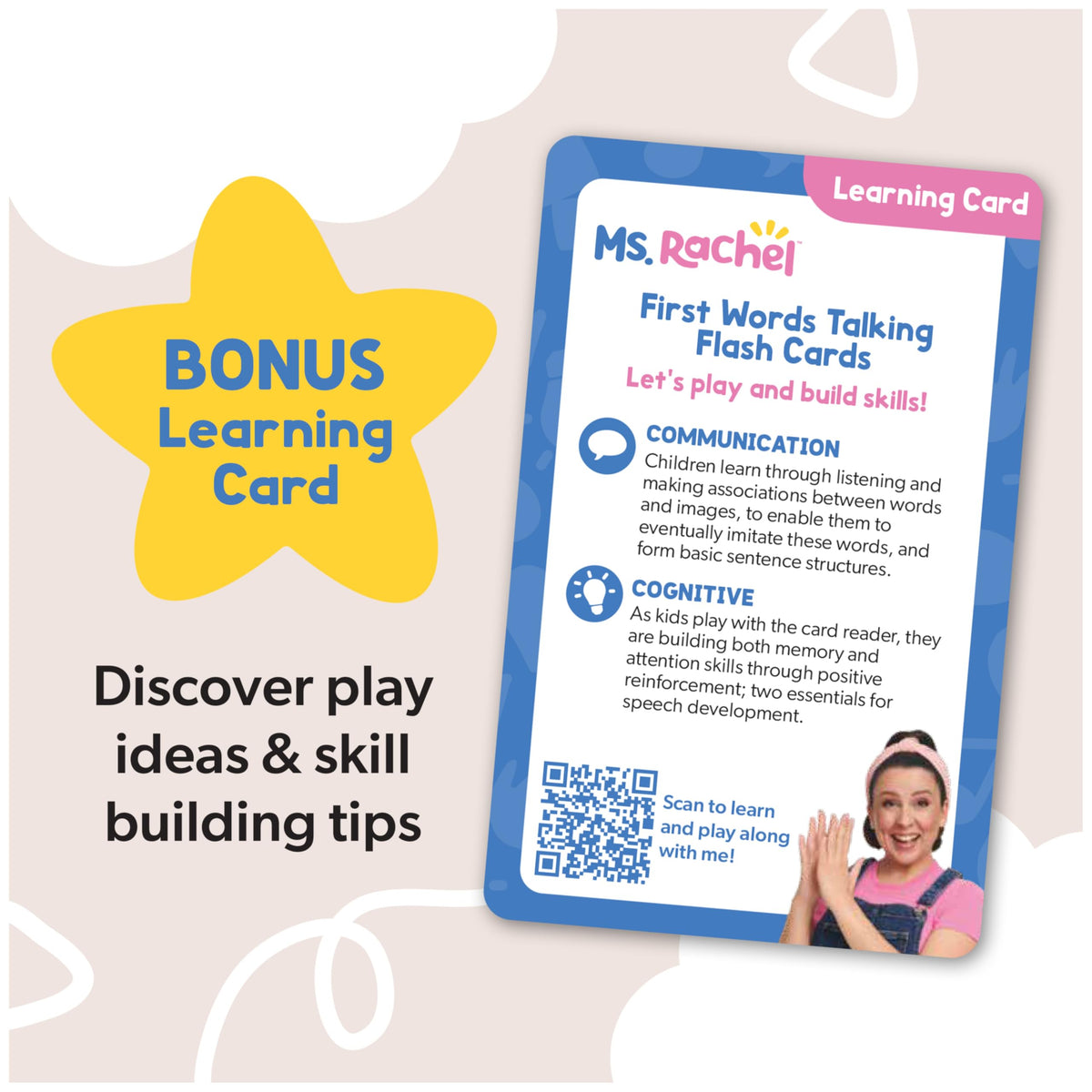 Ms. Rachel First Words Flash Cards, Electronic Card Reader, 100 Words