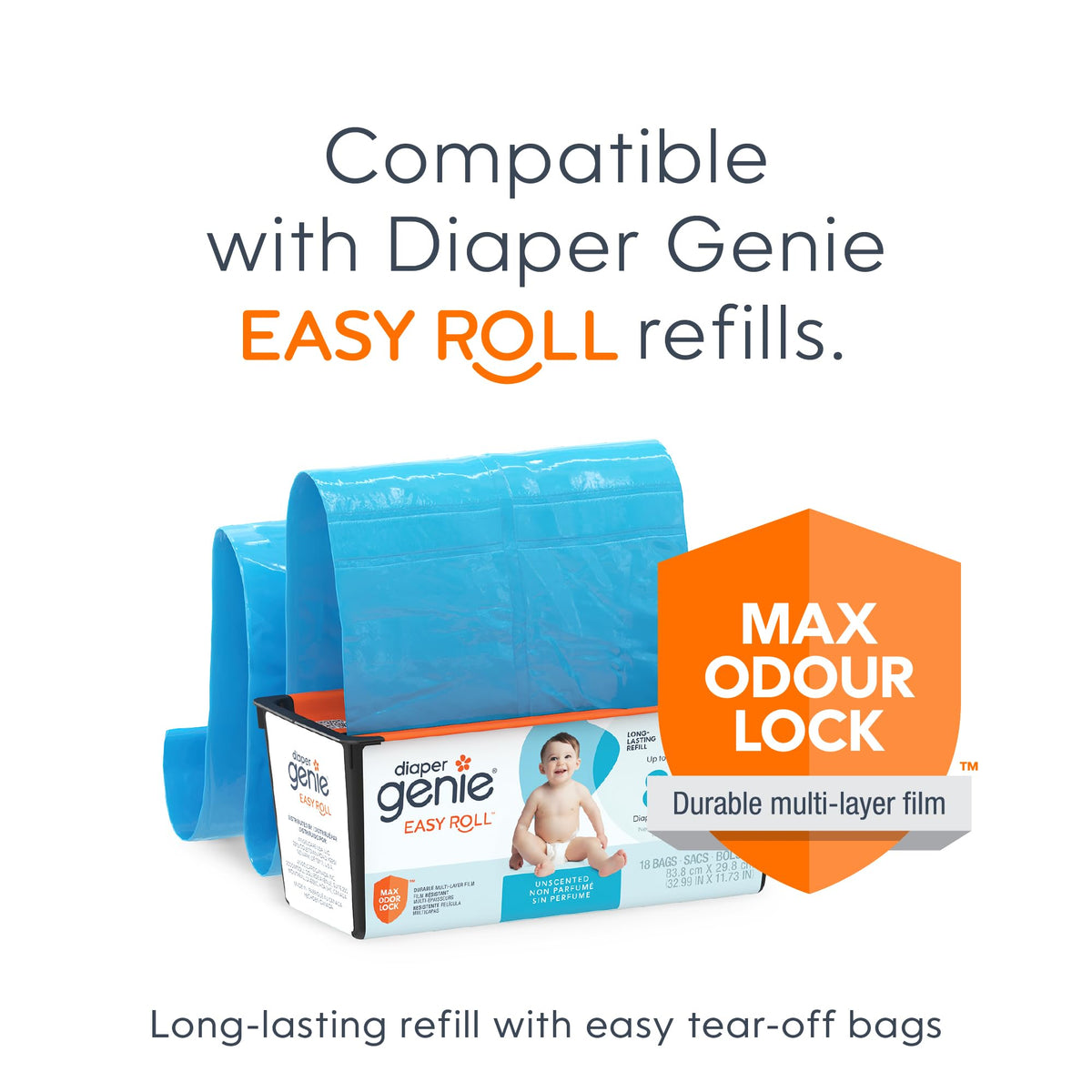Diaper Genie Platinum Pail with Easy Roll Refill, 18 Bags