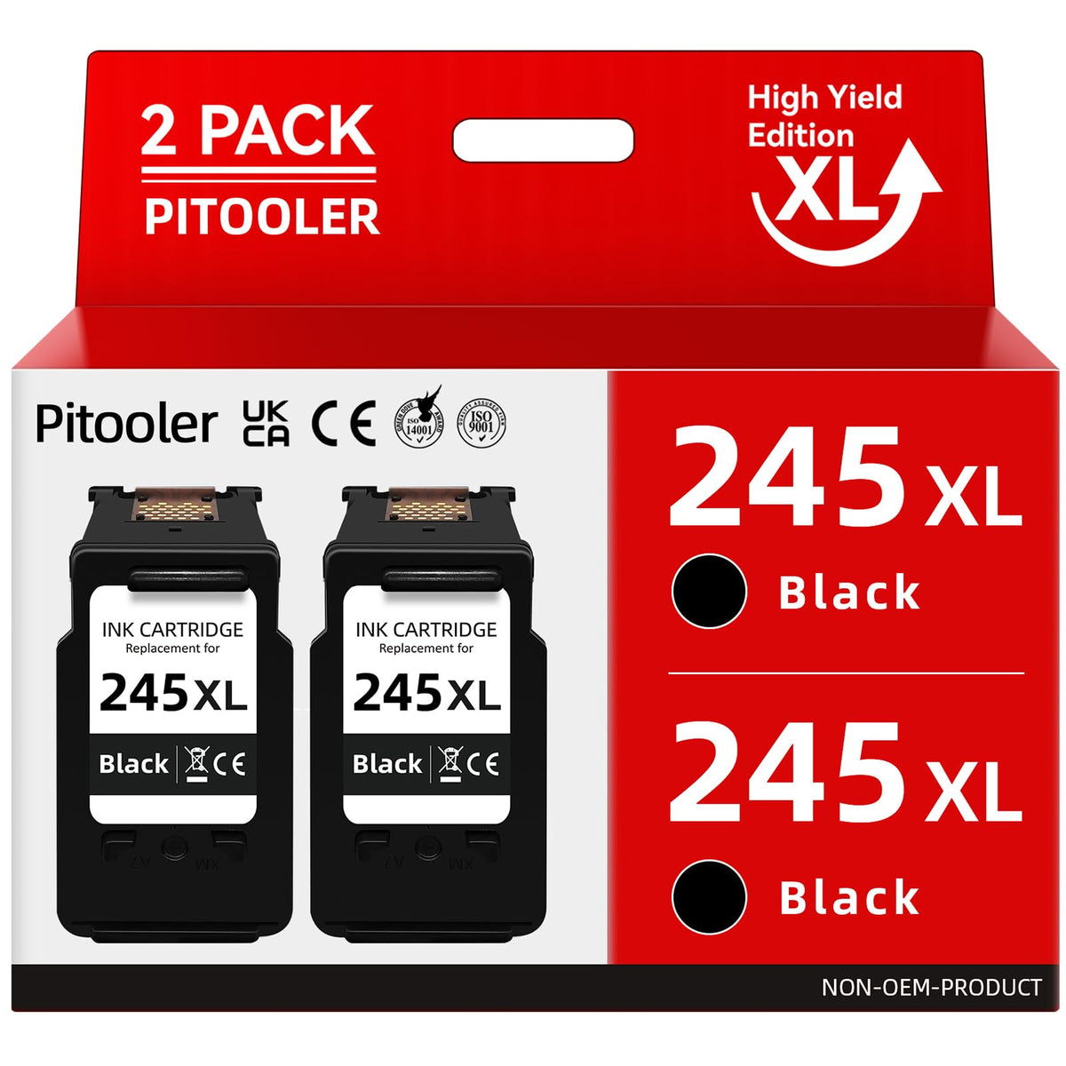 Pitooler 245XL Compatible Black Ink Cartridge for Canon
