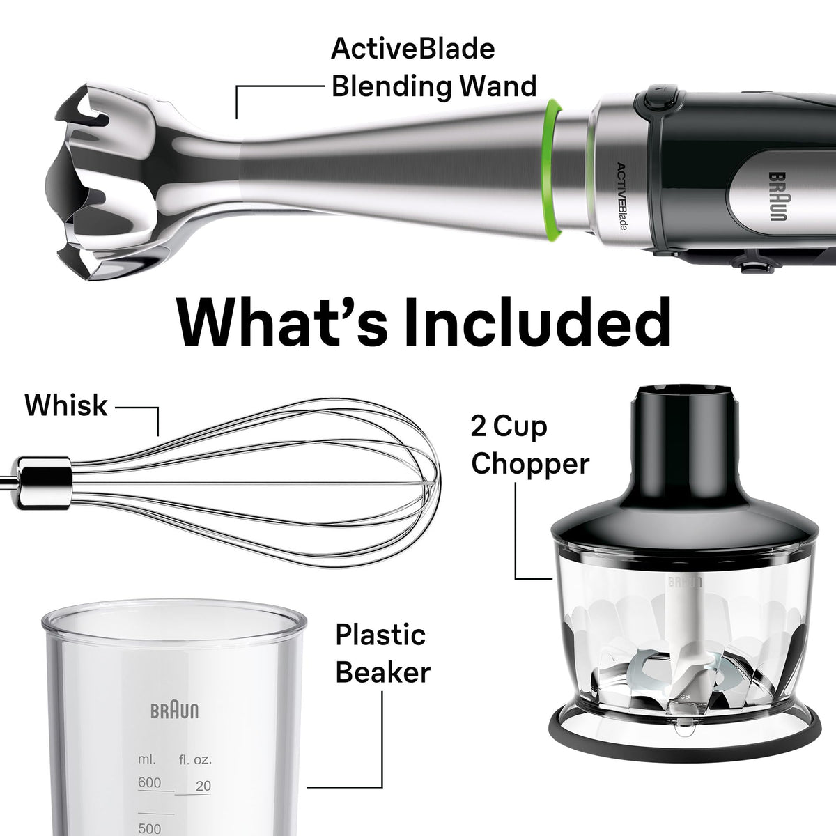 Braun MultiQuick 7 3-in-1 Immersion Blender with Food Processor