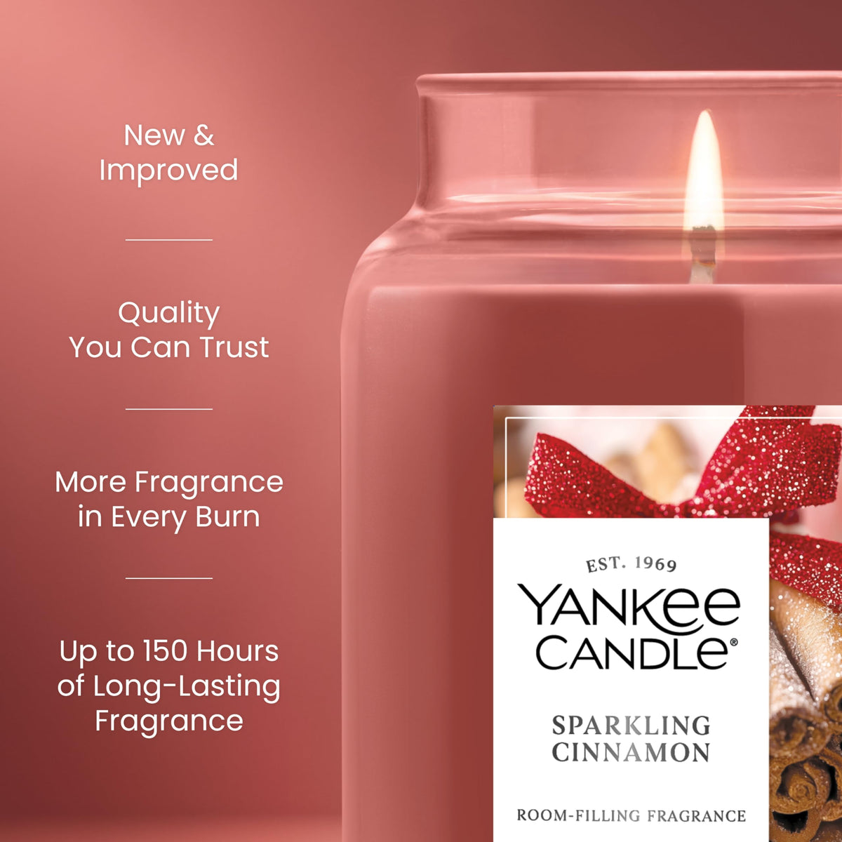 Yankee Candle Large Jar Scented Candle, Sparkling Cinnamon, 22 oz
