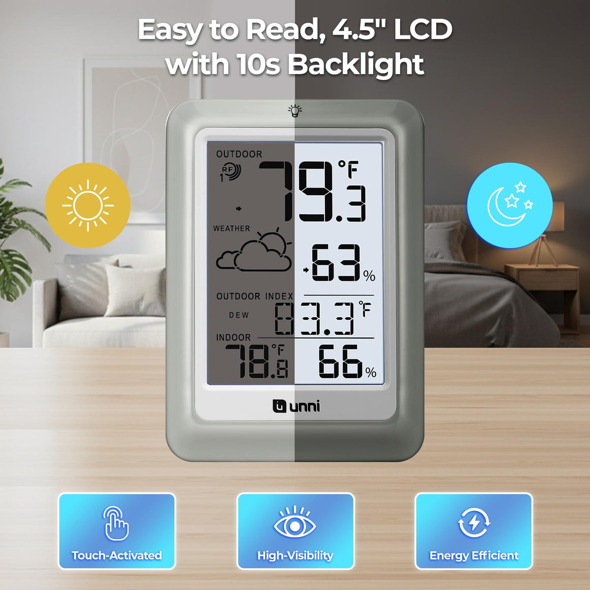 Wireless Indoor Outdoor Thermometer Hygrometer with Remote Sensor