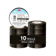 3M Temflex 165 Vinyl Electrical Tape, Black, 3/4 in x 60 ft, 10 Rolls