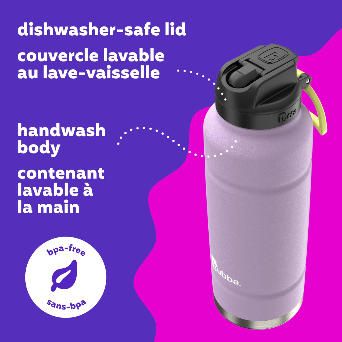 Bubba Trailblazer Stainless Steel Water Bottle, Lavender Frost, 40oz