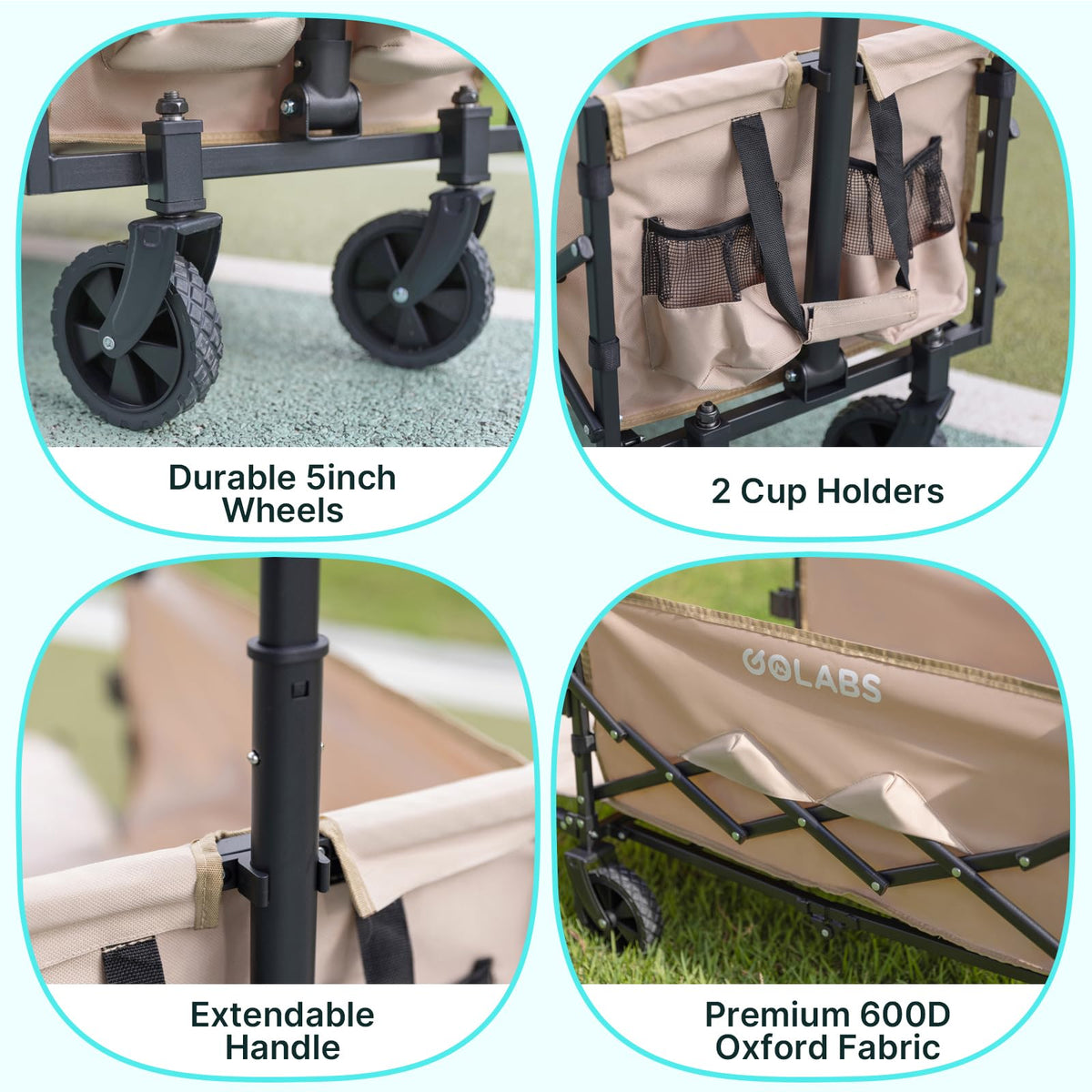Golabs Collapsible Wagon Cart, 350 lb Load, 100 L