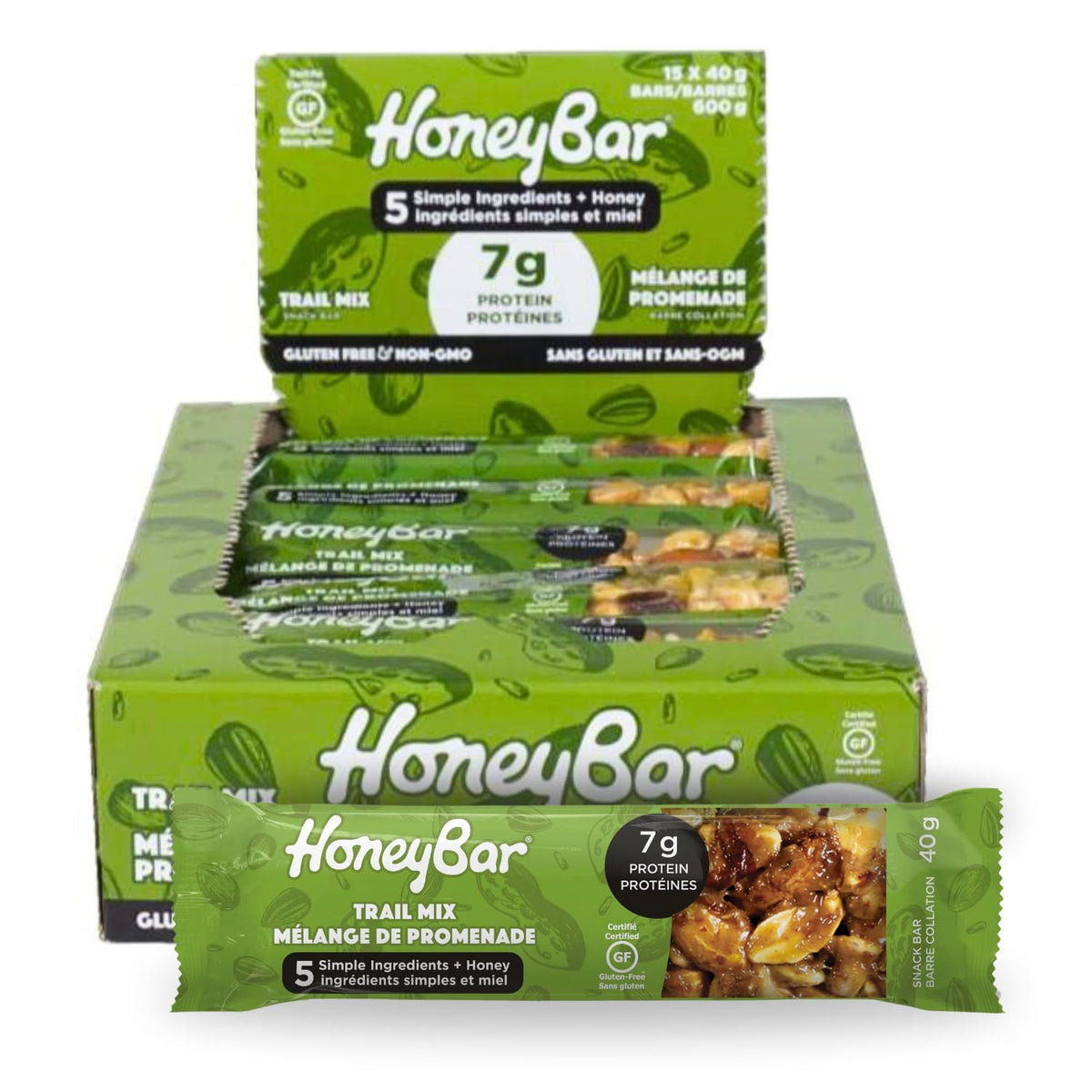 HoneyBar Snack Bars, Trail Mix, 15 x 40 g Bars, Case Pack
