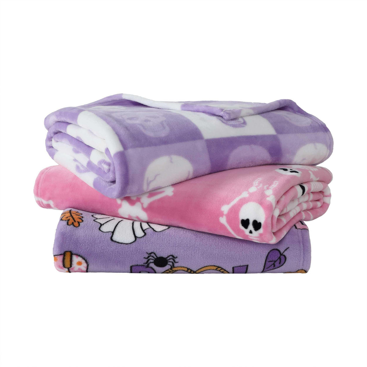 Betsey Johnson Blanket, Cracked Checkered Skull Purple, 50x70 Inch