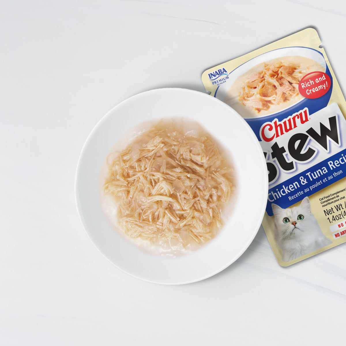 INABA Churu Stew for Cats, Chicken & Seafood Variety, 12 Pouches