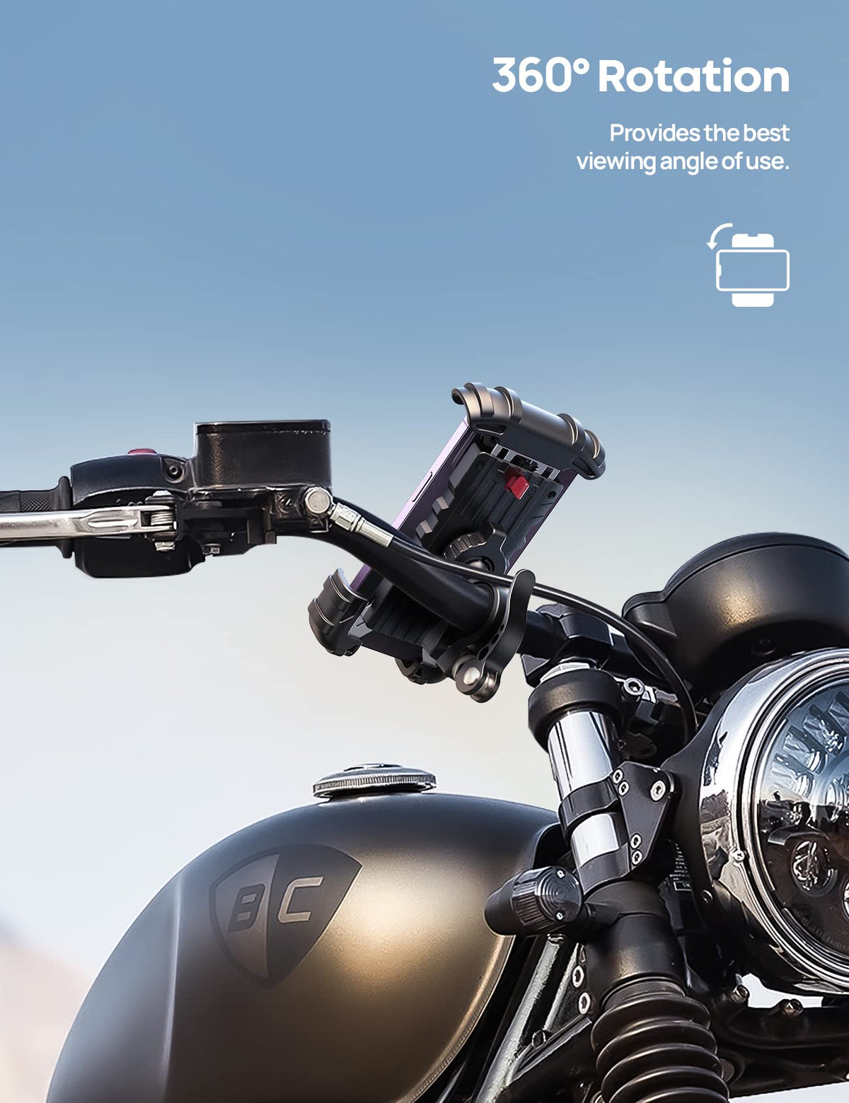 Lamicall Bike and Motorcycle Phone Mount, Black