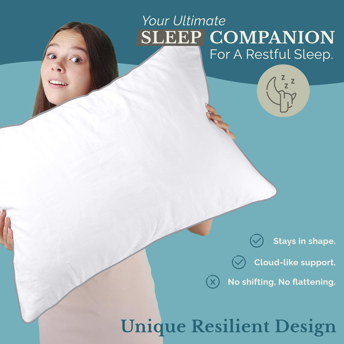 Casa Platino Down Alternative Bed Pillows, Standard (4 Pack)