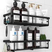 Kitsure 2-Pack Rustproof Stainless Steel Shower Caddy, Black, Large