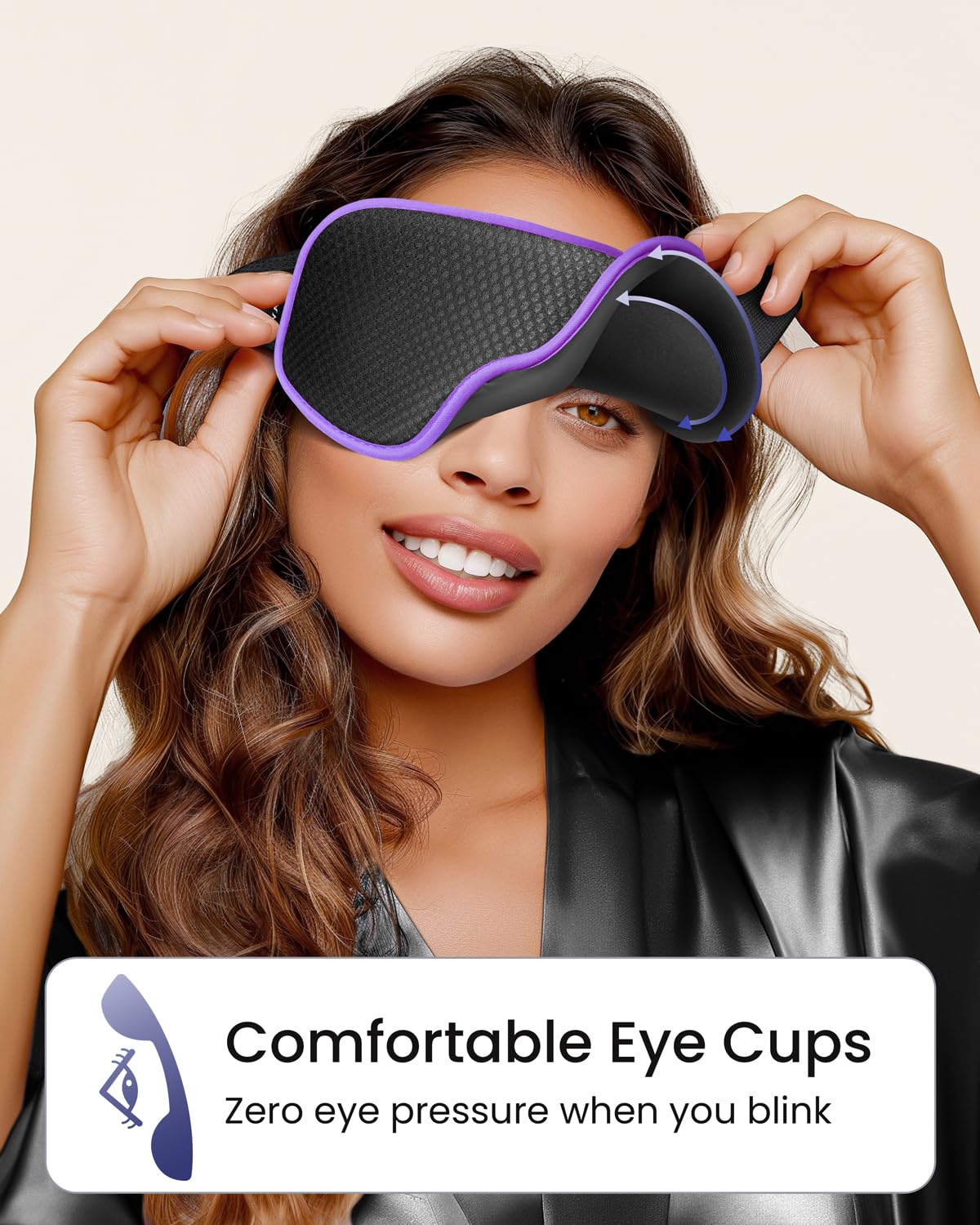 WAOAW 3D Contoured Blackout Sleep Mask, Purple