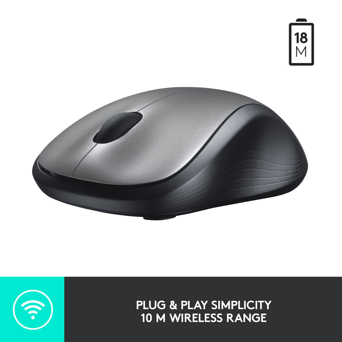Logitech M310 Wireless Mouse with USB Nano Receiver, Silver