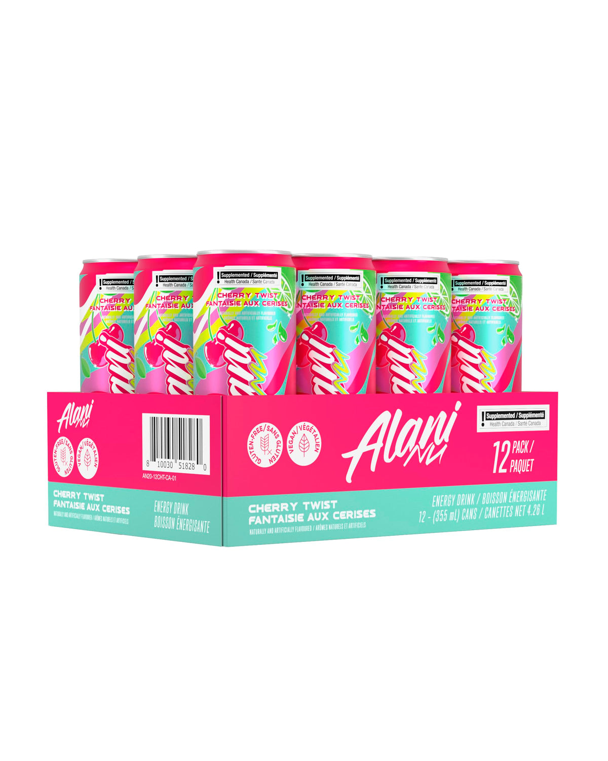 Alani Nu Sugar-Free Energy Drink, Cherry Twist, 355mL, 12 Pack