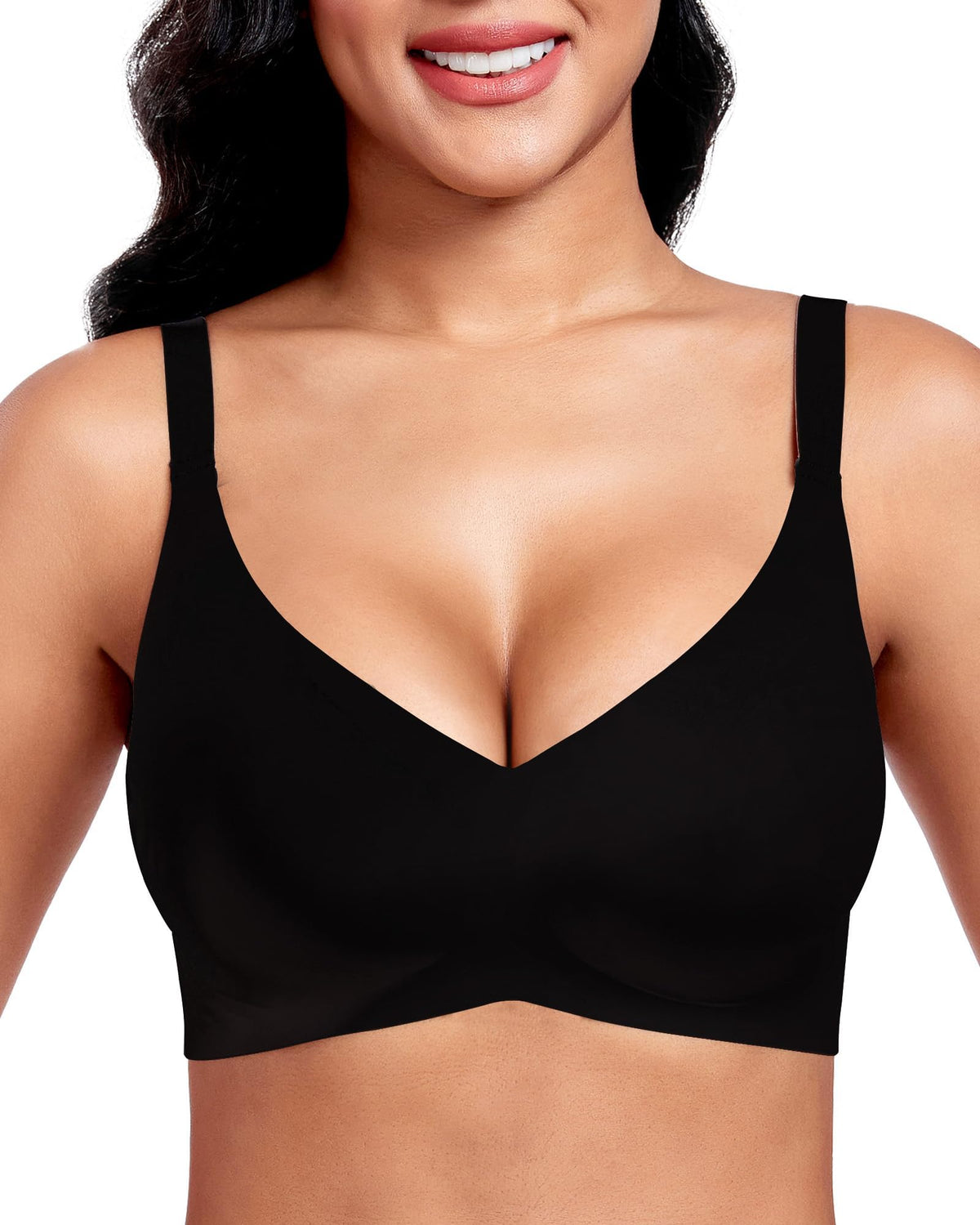 Gailife Seamless Wireless Jelly Bra, Full Coverage, Black, L