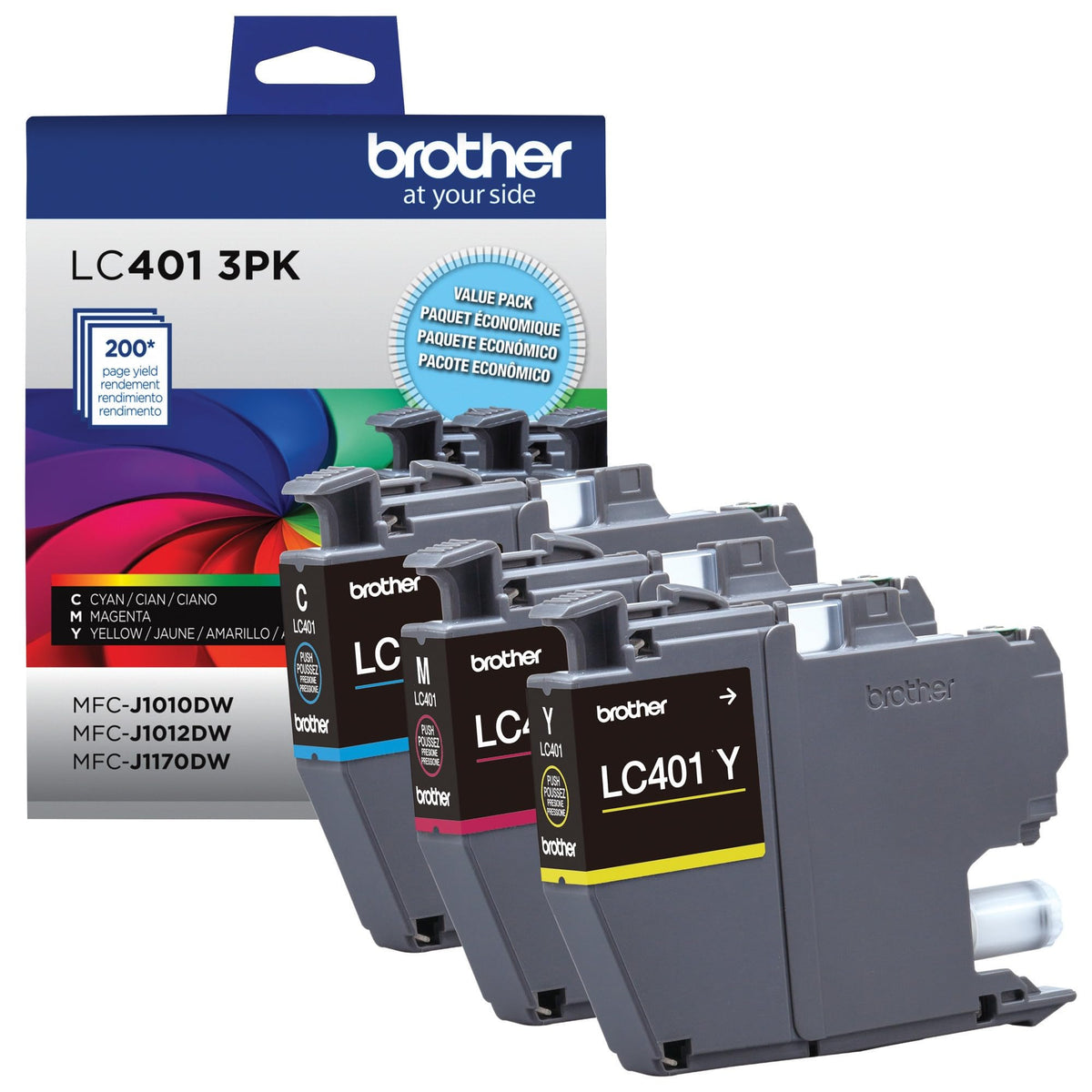 Brother Genuine LC4013PKS Standard-Yield Colour Ink Cartridge, 3-Pack