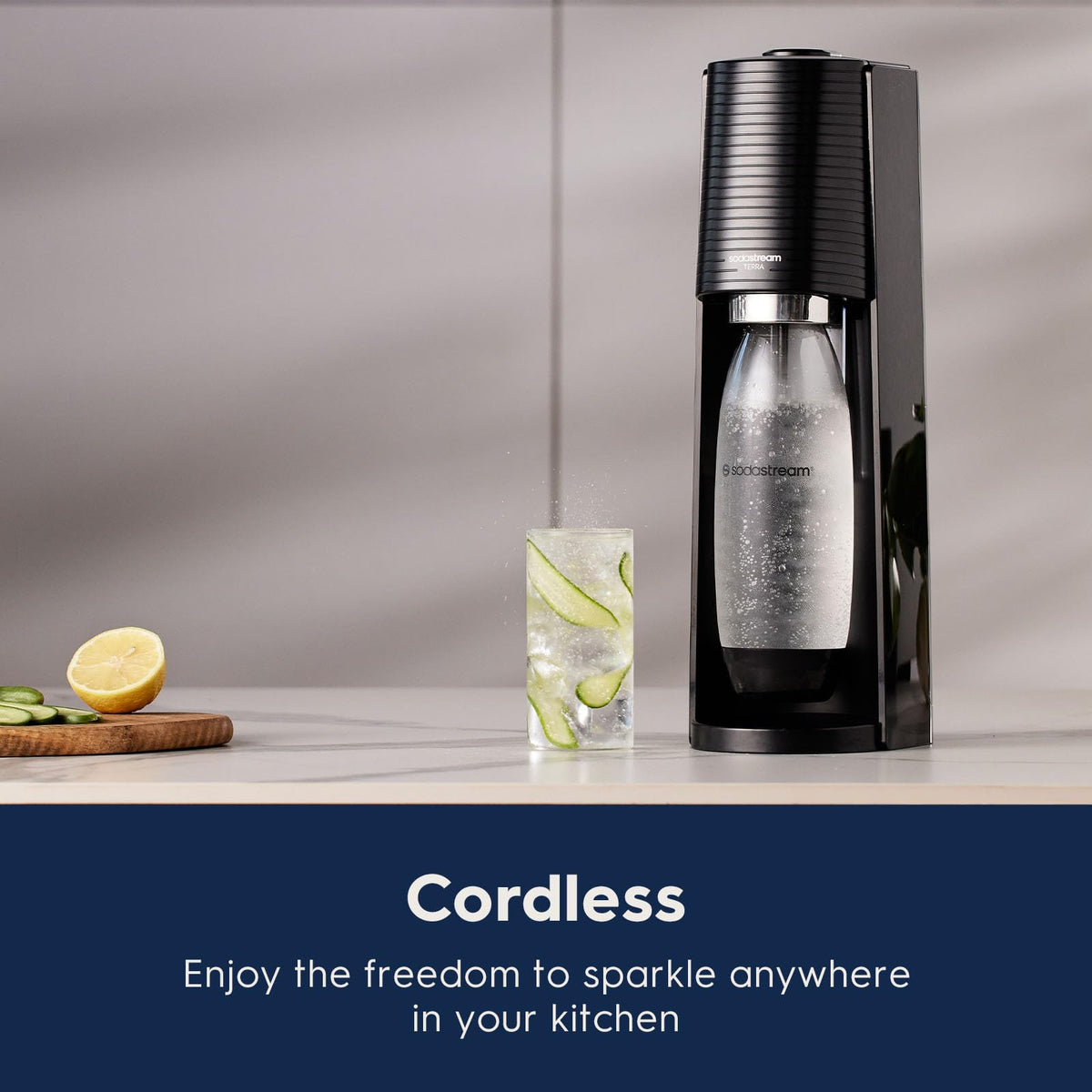 SodaStream Terra Sparkling Water Maker, Blue, CO2 Cylinder, 1 L Bottle