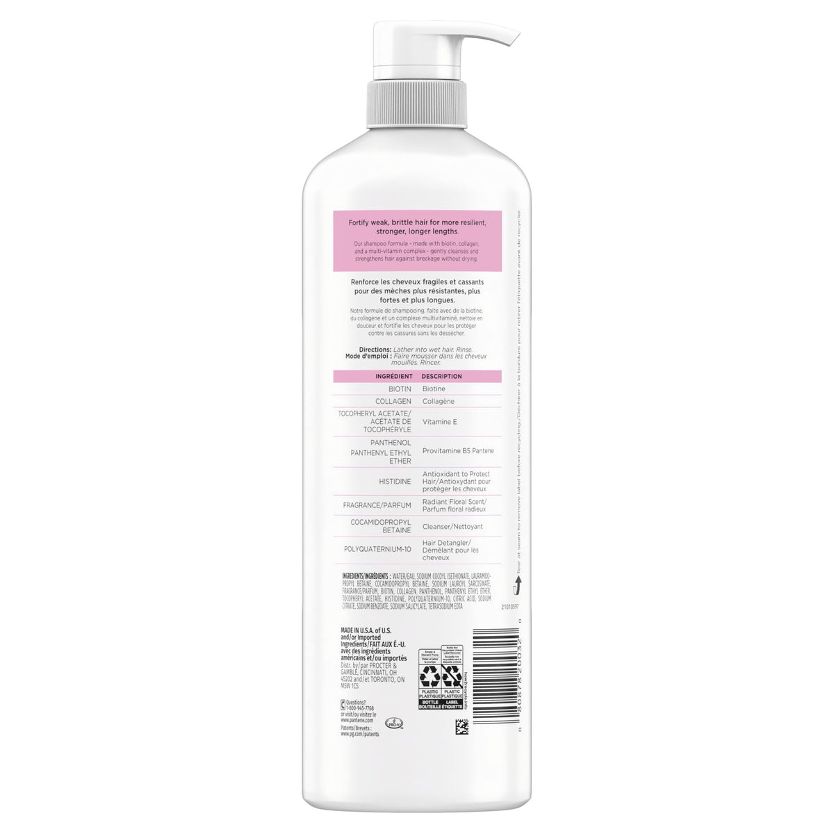 Pantene Pro-V Infinite Lengths Biotin + Collagen Shampoo, 888 mL
