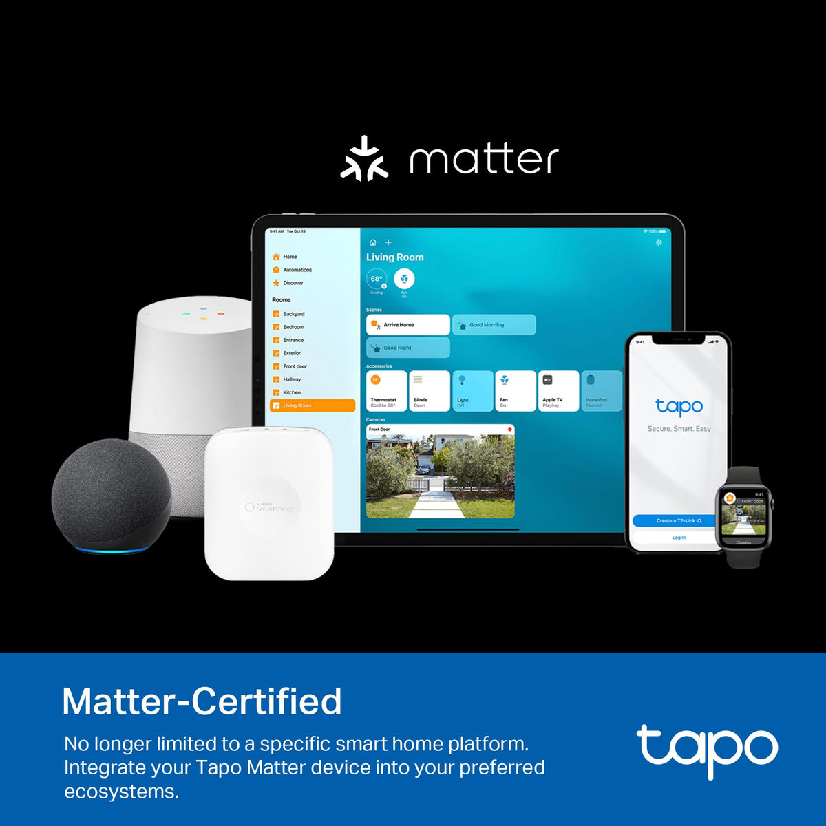 TP-Link Tapo P400M Matter Outdoor Smart Plug, 2 Outlets
