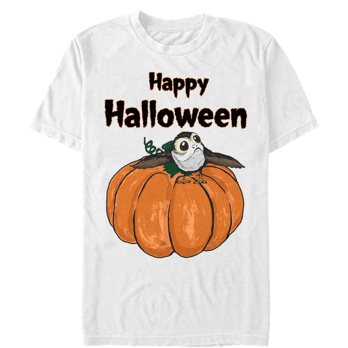 Star Wars Porg on a Pumpkin Men's Tee, White, XX-Large